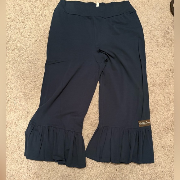 Matilda Jane Women's Blue Ruffle Wide Leg Pants - Picture 2 of 3